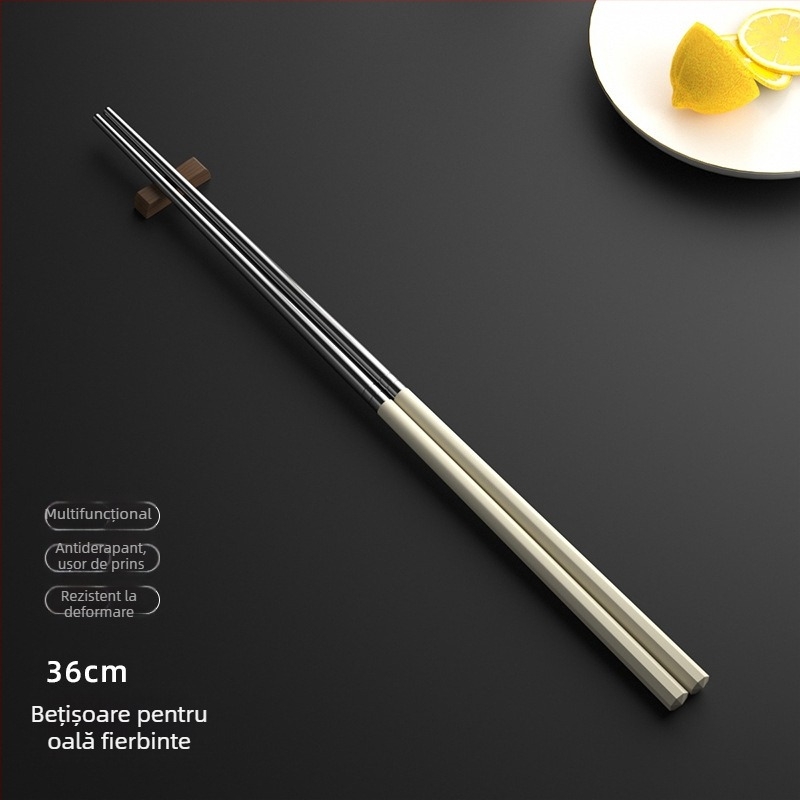 Bețe de mâncare inovatoare, anti-arzire, antiderapante din oțel inoxidabil 304, mâner din aliaj, design modular, lungime extinsă pentru tăiței și oale fierbinți