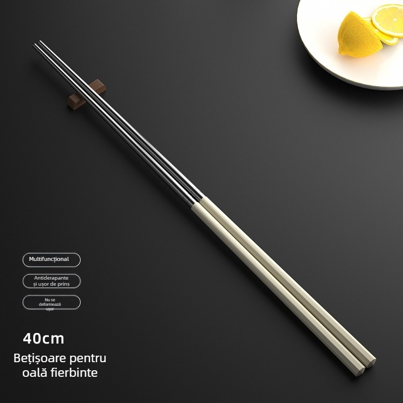 Bețe de mâncare inovatoare, anti-arzire, antiderapante din oțel inoxidabil 304, mâner din aliaj, design modular, lungime extinsă pentru tăiței și oale fierbinți