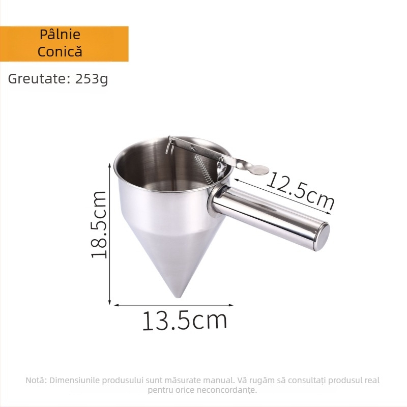 Funnel din oțel inoxidabil pentru takoyaki, distribuitor de lichide manual, unealtă conică