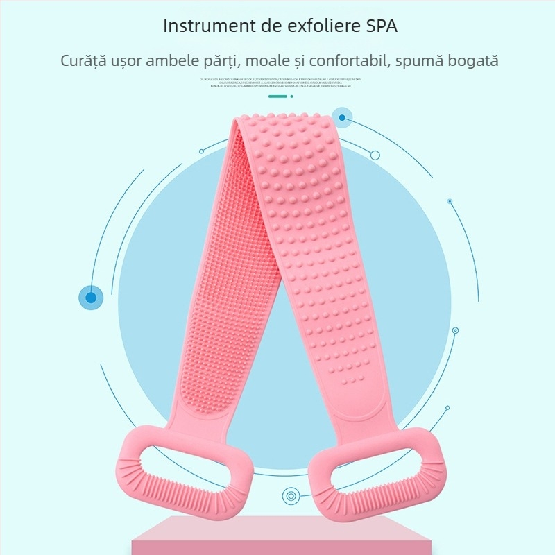Prosoape de baie din siliconă, 90 cm, cu curea pentru spate dublă și perie de masaj pentru duș