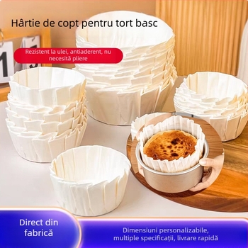 Hârtie de copt Basque, de 6 inci, fără pliuri, rezistentă la temperaturi înalte, impermeabilă, antiaderentă, pentru friteuza cu aer