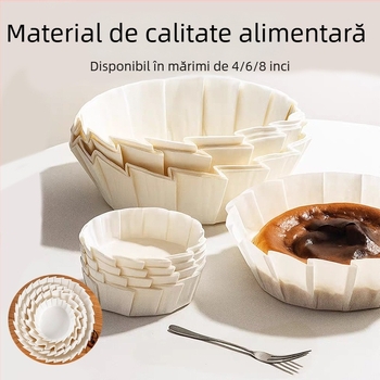 Hârtie de copt Basque, de 6 inci, fără pliuri, rezistentă la temperaturi înalte, impermeabilă, antiaderentă, pentru friteuza cu aer
