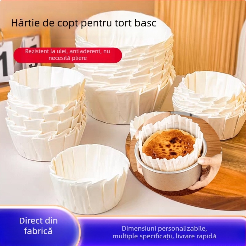 Hârtie de copt Basque, de 6 inci, fără pliuri, rezistentă la temperaturi înalte, impermeabilă, antiaderentă, pentru friteuza cu aer