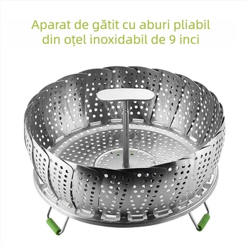 Coș de abur din oțel inoxidabil cu mâner retractabil pentru Instant Pot, diametrul 9–11 inch, multifuncțional