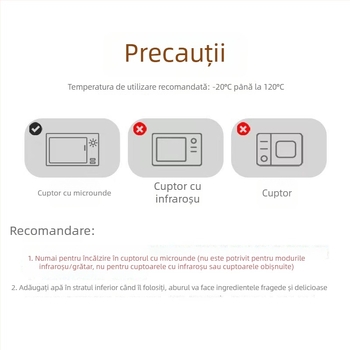 Cutie cu aburi pentru microunde, din material alimentar, pentru uz casnic, recipient multistrat îmbunătățit pentru încălzirea preparatelor, orezului și chifle la aburi