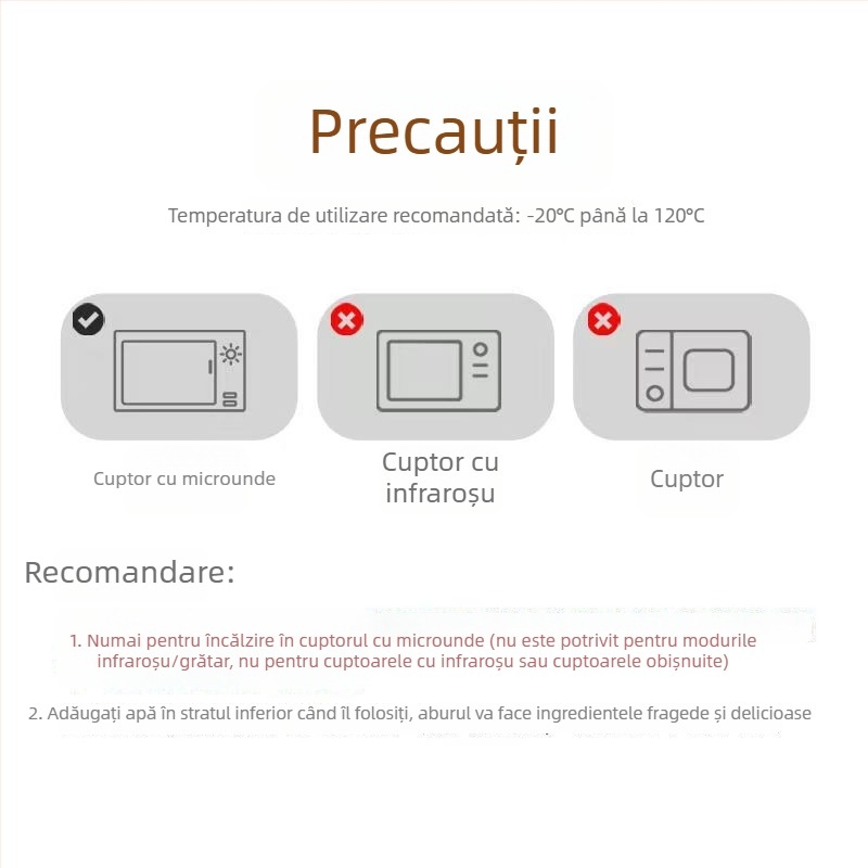 Cutie cu aburi pentru microunde, din material alimentar, pentru uz casnic, recipient multistrat îmbunătățit pentru încălzirea preparatelor, orezului și chifle la aburi