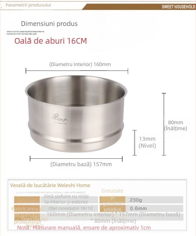 Coș de aburi din oțel inoxidabil 18/10, pentru uz casnic, set mini cu oală pentru lapte și recipient pentru hrana bebelușilor
