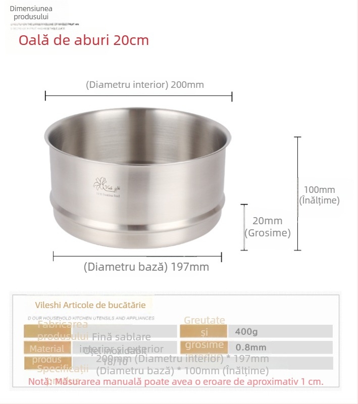 Coș de aburi din oțel inoxidabil 18/10, pentru uz casnic, set mini cu oală pentru lapte și recipient pentru hrana bebelușilor