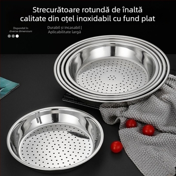 Tavă rotundă pentru aburi din oțel inoxidabil pentru chifle la abur și găluște, tavă de aburi adâncită și îngroșată pentru uz casnic, grilă/raft pentru aburi cu separare de apă