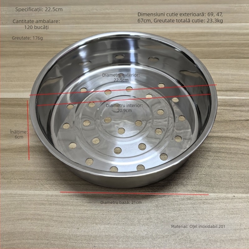 Coș de aburi din oțel inoxidabil, universal pentru orez, cu mâner, suport de abur și farfurie de abur pentru 3L/4L/5L