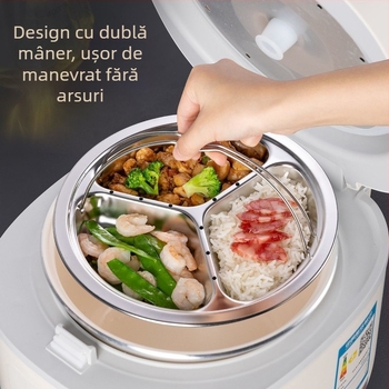 Tavă de abur din oțel inoxidabil 304 pentru orez, cu trei compartimente