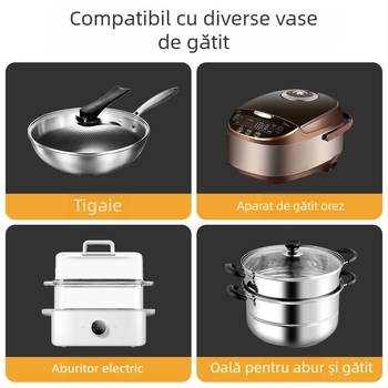 Tavă de abur din oțel inoxidabil 304 pentru orez, cu trei compartimente