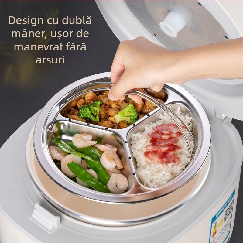 Tavă de abur din oțel inoxidabil 304 pentru orez, cu trei compartimente