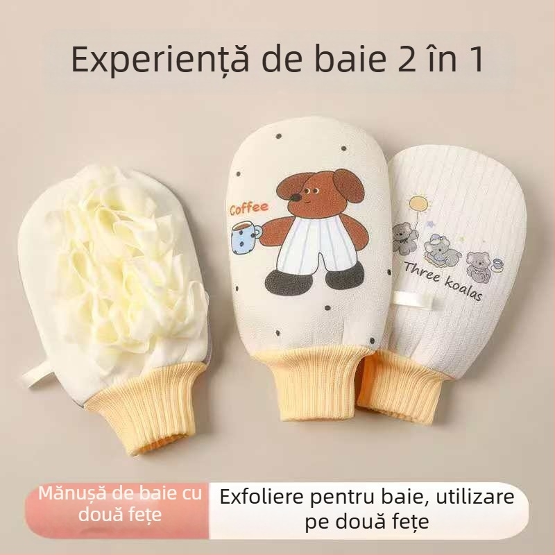 Prosop de baie și burete 2 în 1 pentru femei și copii, prosop cu două fețe pentru îngrijirea pielii, utilizare casnică
