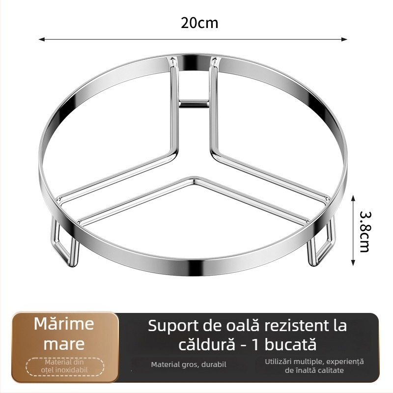 Suport din oțel inoxidabil izolat, design triunghiular pentru abur și rack de gătit wok