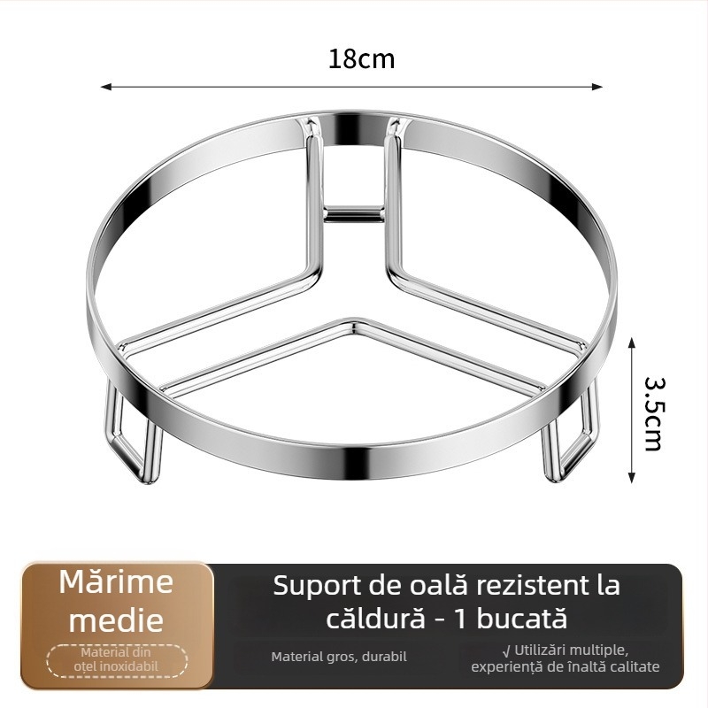 Suport din oțel inoxidabil izolat, design triunghiular pentru abur și rack de gătit wok