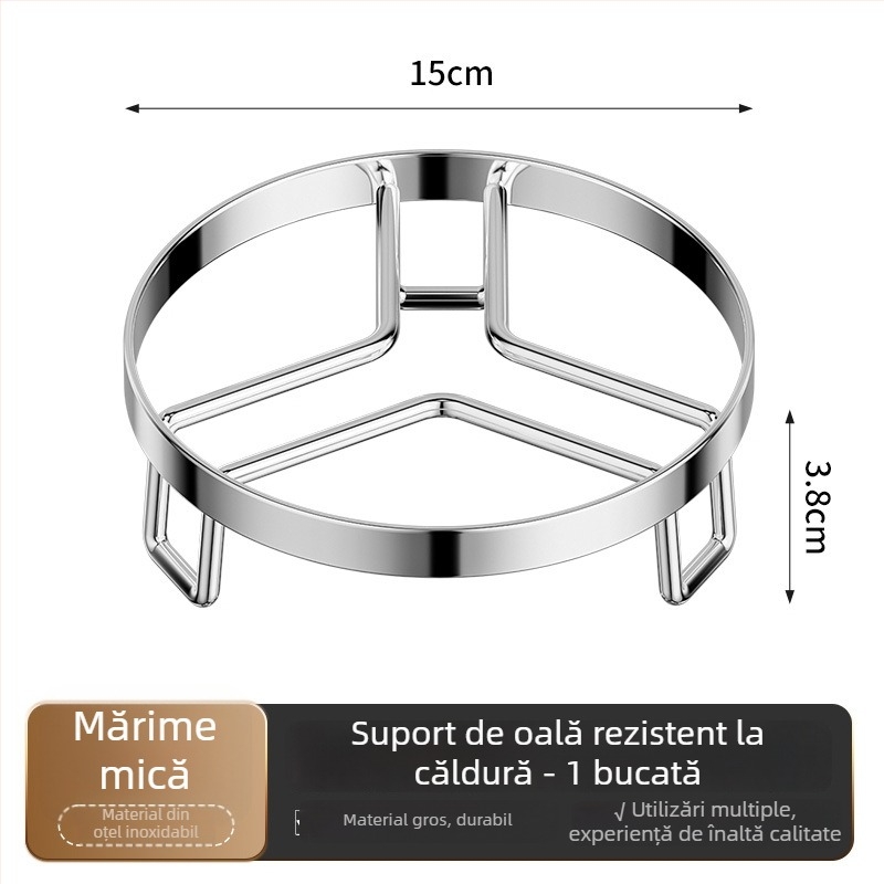 Suport din oțel inoxidabil izolat, design triunghiular pentru abur și rack de gătit wok