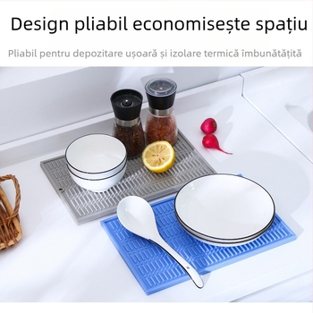 Covoraș mare din silicon pentru bucătărie, pentru tocător, oale și farfurii; covoraș gros pentru izolare termică a blatului; covoraș de drenaj pentru legume