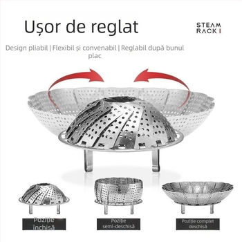Suport universal pentru aburi din oțel inoxidabil 201, extensibil și pliabil, tavă de aburi, farfurie de aburi și grilă de aburi pentru legume