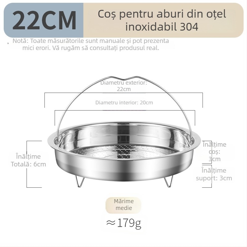 Coș de aburi pentru orez din oțel inoxidabil 304, cu grilă de abur robustă