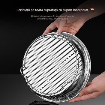 Coș de abur din oțel inoxidabil 304 cu găuri dense pentru scurgere și spălare a legumelor; suport de abur pentru oală electrică de gătit orez și separare a apei pentru supă de orez