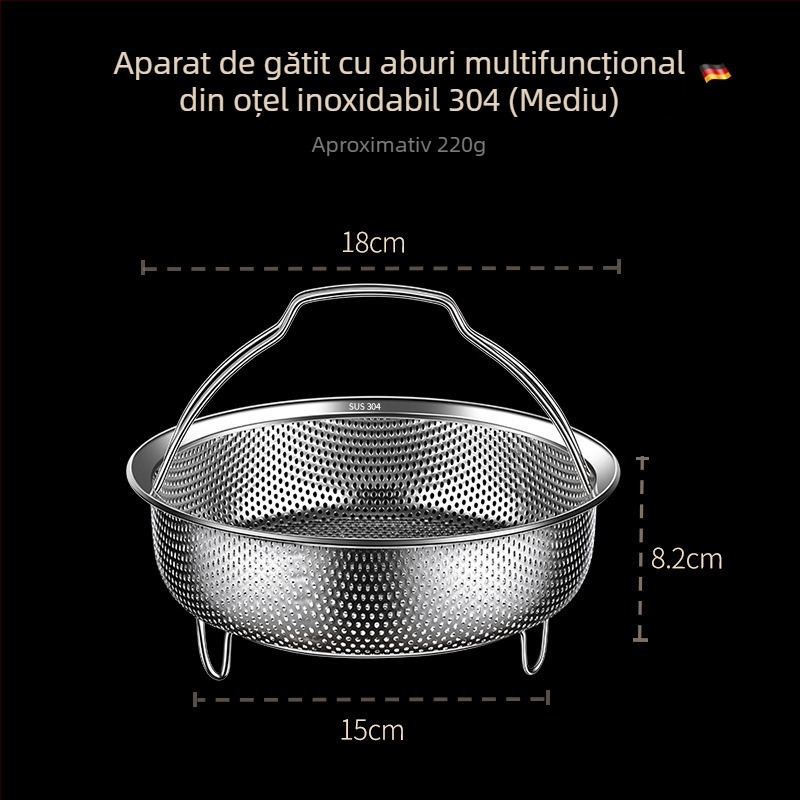 Coș de abur din oțel inoxidabil 304 cu găuri dense pentru scurgere și spălare a legumelor; suport de abur pentru oală electrică de gătit orez și separare a apei pentru supă de orez