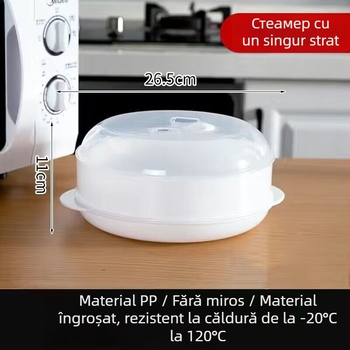 Vas de aburi pentru microunde cu capac – pentru chifle și gogoși la aburi, din material alimentar de înaltă calitate pentru uz casnic
