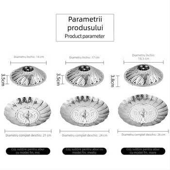 Raft de aburi din oțel inoxidabil, pliabil și telescopic, pentru ouă și găluște, tavă de aburi multifuncțională