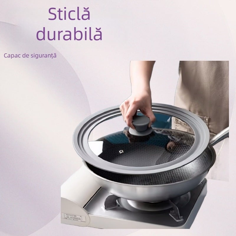  Capac de oală din silicon cu trei straturi, pentru uz casnic, rezistent la căldură, anti-vărsare, cu sticlă temperată