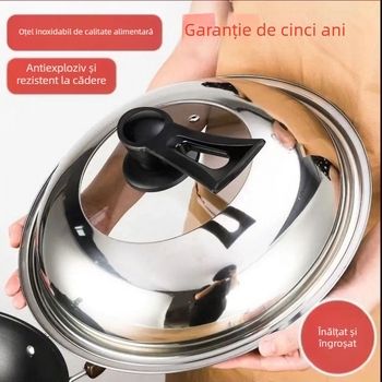 Capac de oală din oțel inoxidabil 304, cu sticlă temperată, universal pentru gătit, rezistent la temperaturi înalte și protecție împotriva exploziei