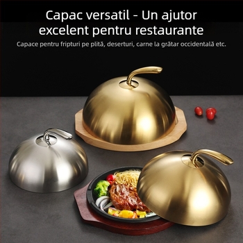 Capac din oțel inoxidabil pentru steak, capac rotund pentru teppanyaki și servire