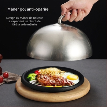 Capac din oțel inoxidabil pentru steak, capac rotund pentru teppanyaki și servire