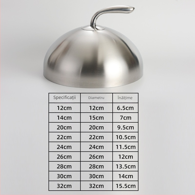 Capac din oțel inoxidabil pentru steak, capac rotund pentru teppanyaki și servire