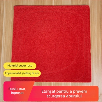 Covoraș roșu pentru abur cu o singură gaură, pernă anti-scurgere a aerului, plăcuță de etanșare în colț, covoraș textil pentru abur, dublu strat îngroșat