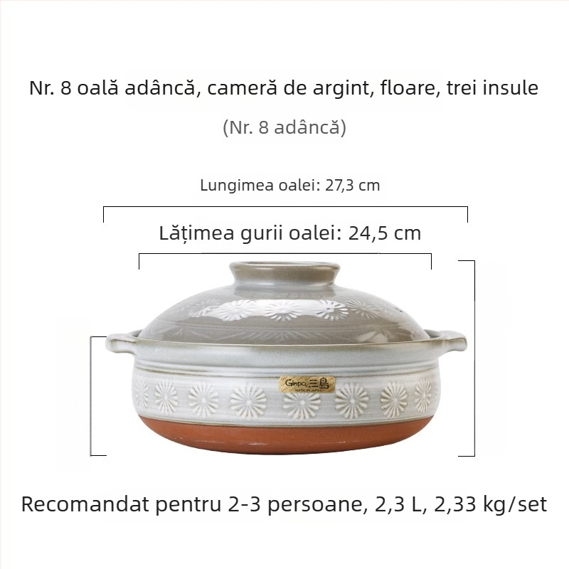 Oală ceramică pentru supă și tocănițe, la foc deschis, rezistentă la temperaturi ridicate, pentru gătit orez în vas de lut.