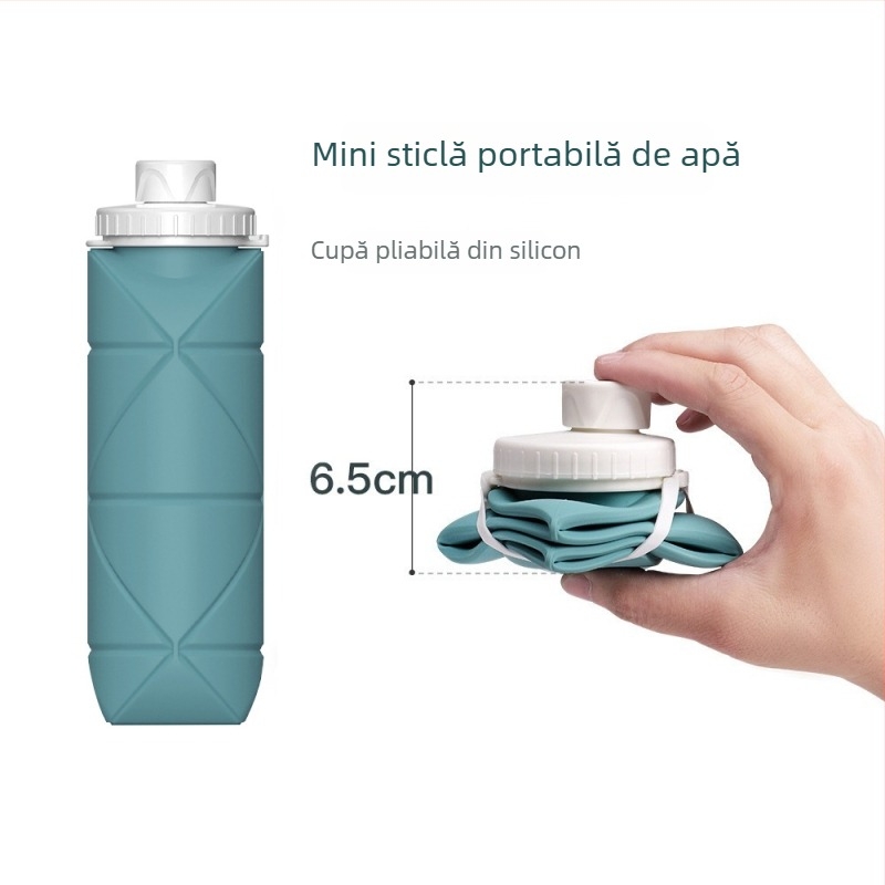 Sticlă de apă din silicon pliabilă, portabilă, pentru ciclism, fitness și activități în aer liber, rezistentă la căderi
