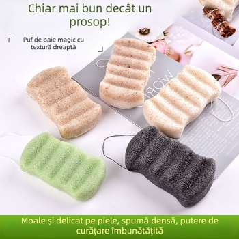 Burete Konjac pentru baie, textură cu dungi drepte, moale și absorbant pentru față și corp, exfoliant Konjac