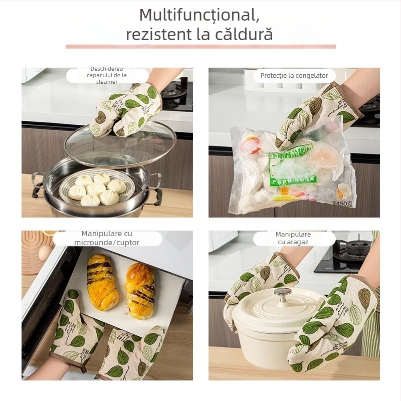 Mănuși groase anti-arzire, izolate, antiderapante, pentru cuptor și cuptor cu microunde, pentru mânerele oalelor