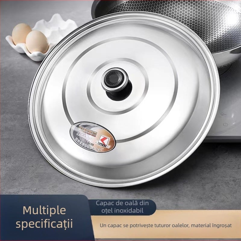 Capac magnetic din oțel inoxidabil, grosime mare, pentru uz casnic – capac universal pentru oale, wok și tigăi, plat sau înalt
