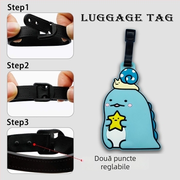 Etichetă pentru bagaje Corner Creatures, PVC flexibil, design desen animat, stil japonez, drăguț