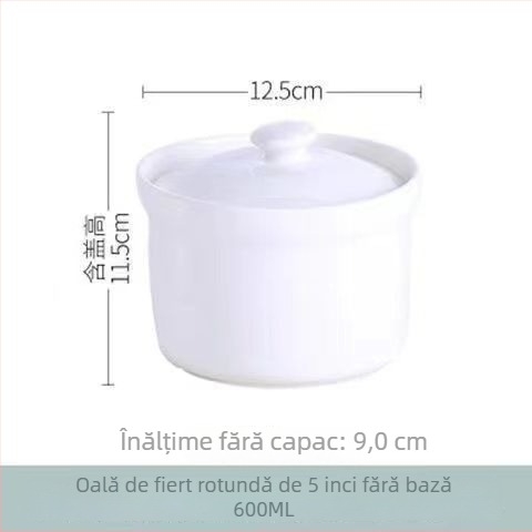 Vas ceramic alb pentru gătit, cu capac, uz casnic