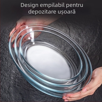 Fenix tavă ovală din sticlă temperată pentru coacere – pentru pește la abur și orez copt, rezistentă la temperaturi