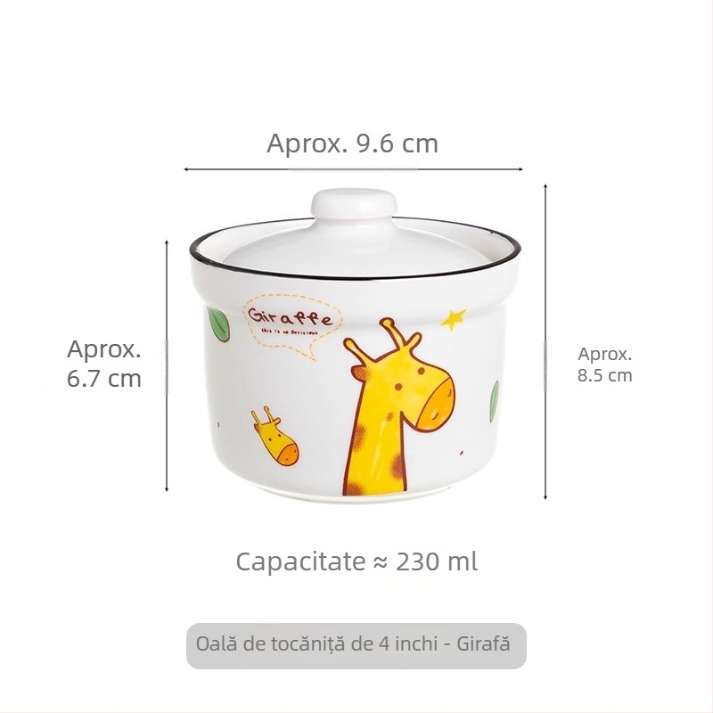 Oală ceramică pentru supe și tocană, porție pentru o persoană, cu capac