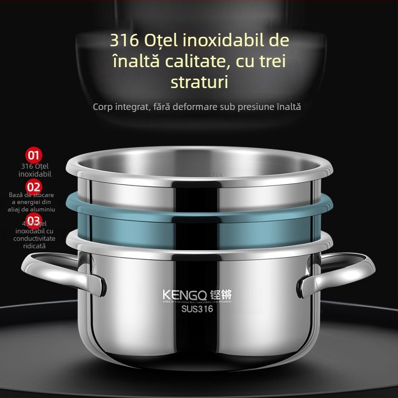 Sonorous oală de presiune mini pentru 1-2 porții, din oțel inoxidabil 316, protecție împotriva exploziei, pentru aragaz cu gaz