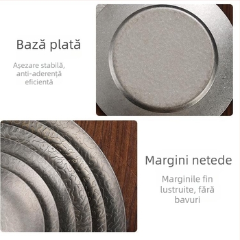 Farfurie plată în stil franțuzesc retro pentru steak, din oțel inoxidabil, model relief cu fulg de zăpadă, potrivită pentru grătar și preparate reci