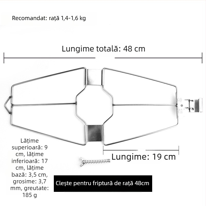 Clemă din oțel inoxidabil, extra-large, cu șuruburi – clemă pentru rață și pui la grătar