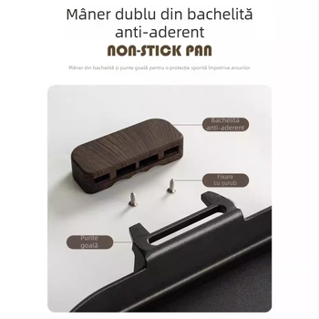 Tigaie grill cu piatră Maifan, antiaderentă, fund plat, pentru camping în aer liber și aragaz pe gaz