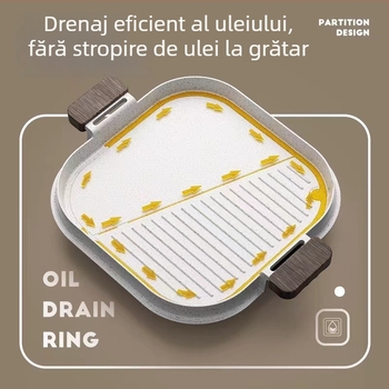Tigaie grill cu piatră Maifan, antiaderentă, fund plat, pentru camping în aer liber și aragaz pe gaz