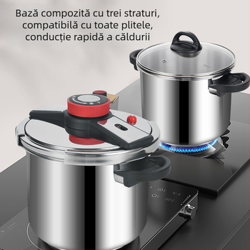 Double Happiness vas sub presiune din oțel inoxidabil 304, capacitate mare, pentru uz casnic, universal pentru plite cu gaz și inducție, rezistentă la explozie