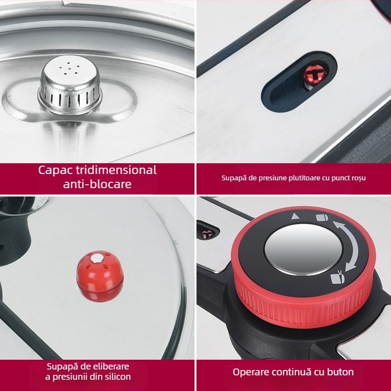 Double Happiness vas sub presiune din oțel inoxidabil 304, capacitate mare, pentru uz casnic, universal pentru plite cu gaz și inducție, rezistentă la explozie